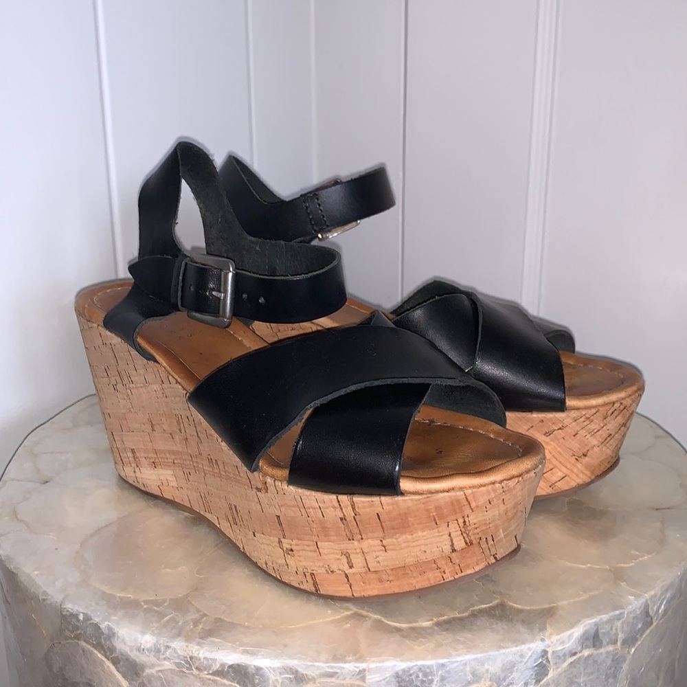 Barneys New York Cork & Leather Wedges size 7